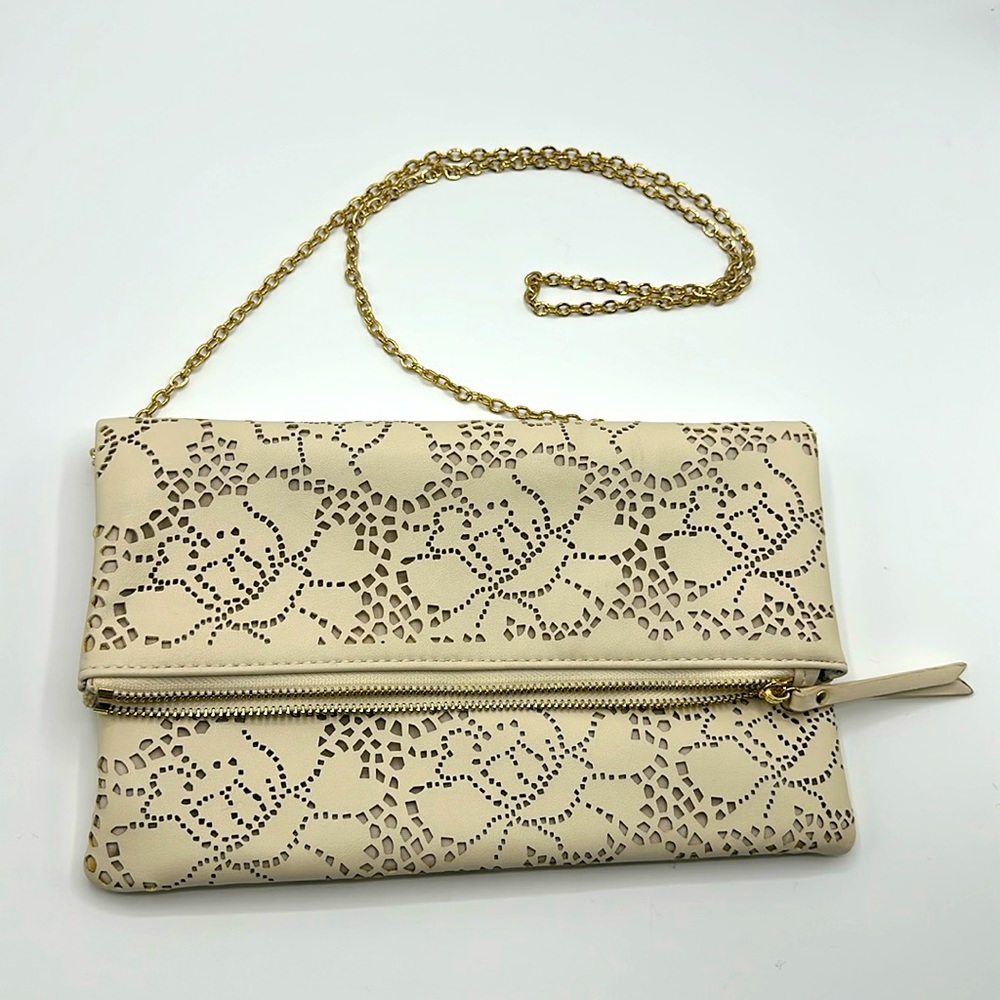 Cream floral crossbody/clutch